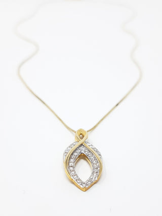 Colgante de oro amarillo de 10 quilates con diamantes de 0,22, 18"