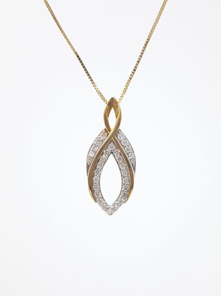 Colgante de oro amarillo de 10 quilates con diamantes de 0,22, 18"