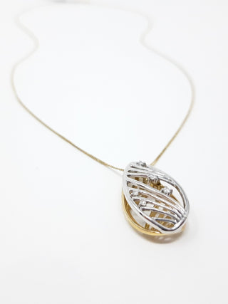 Colgante de diamantes de 0,06 quilates en oro blanco y amarillo de 10 quilates, 18"