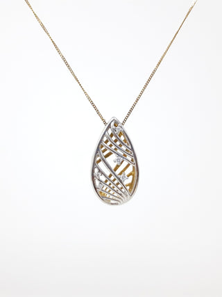 Colgante de diamantes de 0,06 quilates en oro blanco y amarillo de 10 quilates, 18"