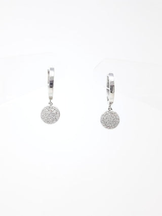 Pendientes colgantes con bisagras Huggie de aro de diamantes de 0,30 quilates de oro blanco de 10 quilates