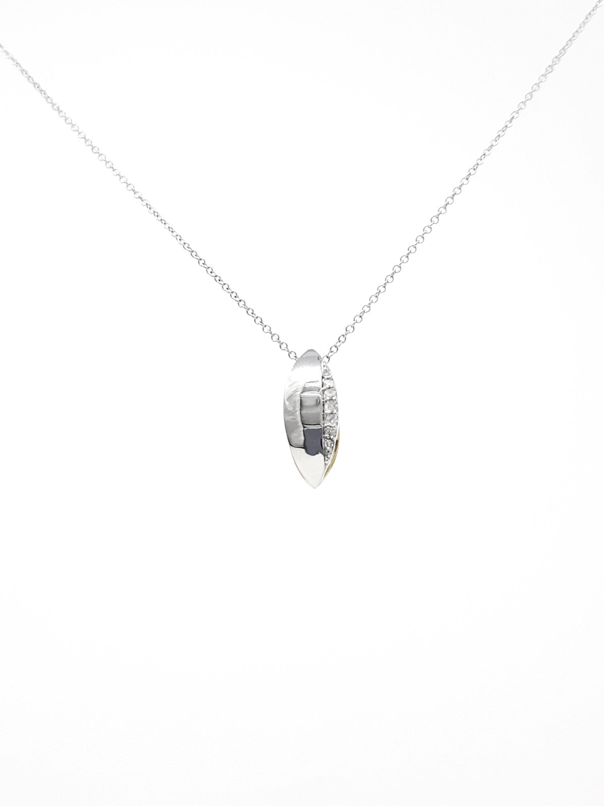 10K Two-Tone Reversible 0.06cttw Diamond Pendant, 18&quot;