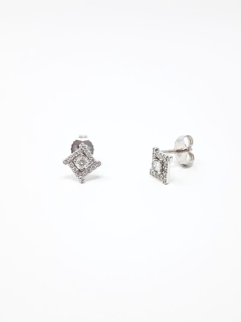 14K White Gold 0.21cttw Canadian Diamond Halo Stud Earrings