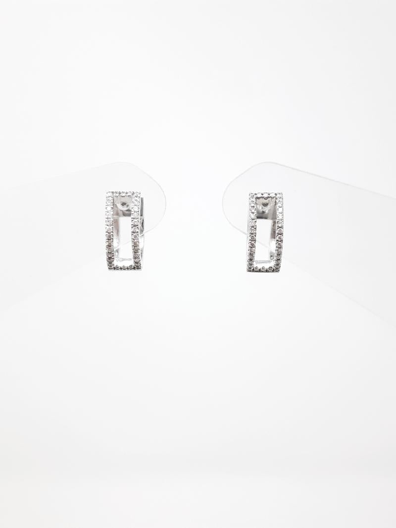 10K White Gold 0.20cttw Hoop Huggie Hinged Diamond Earrings