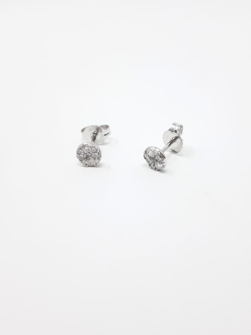 14K White Gold 0.33cttw Round-Cut Diamond Cluster Stud Earrings