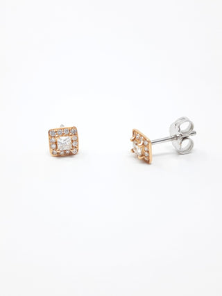 Pendientes de diamantes canadienses de dos tonos
