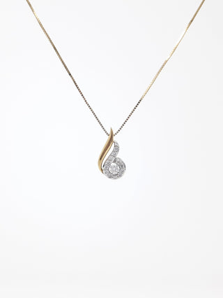 Collar con halo de diamantes canadienses de 0,17 quilates en oro amarillo de 10 quilates, 18"