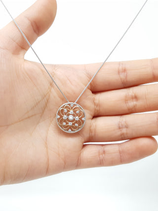 Colgante de diamantes de 0,35 quilates en oro blanco y rosa de 10 quilates, 18"