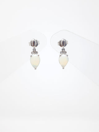 10K White Gold Opal and Diamond Earrings