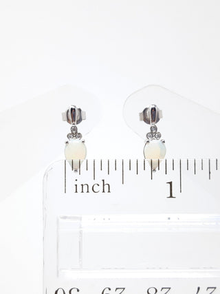 10K White Gold Opal and Diamond Earrings