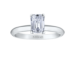 Anillo de compromiso con talla de diamante de esmeralda canadiense de platino de 0,50 a 0,70 quilates, talla 6,5