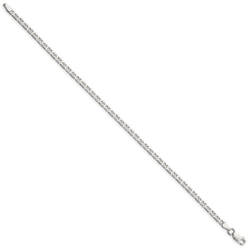 Sterling Silver 3mm Flat Anchor Chain Anklet, 16&quot;