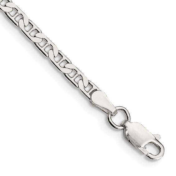 Sterling Silver 3mm Flat Anchor Chain Anklet, 16&quot;