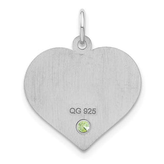 Corazón personalizado de plata de ley/chapado en rodio con dije de piedra natal de cristal 
