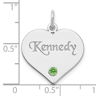 Corazón personalizado de plata de ley/chapado en rodio con dije de piedra natal de cristal 