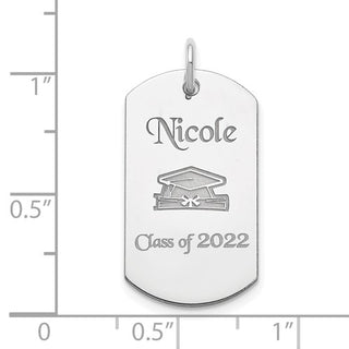 Sterling Silver Personalizable Graduation Dog Tag Charm