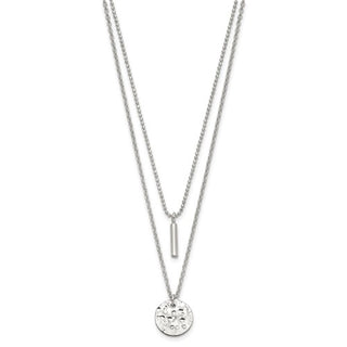 Collar de barra y círculo martillado de 2 vueltas de plata de ley - 16" 