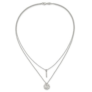 Collar de barra y círculo martillado de 2 vueltas de plata de ley - 16" 