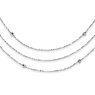 Collar de múltiples hebras con nudo de amor de plata de ley chapada en rodio con extensión de 2 pulgadas - 18" 