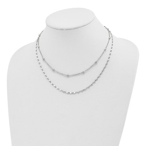 Sterling Silver Polished Double Strand with 4 in ext Choker - 12-16&quot;