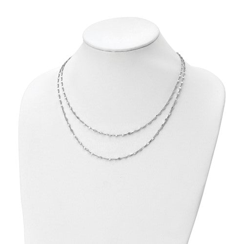 Sterling Silver Rhodium-plated Polished Double-strand Necklace