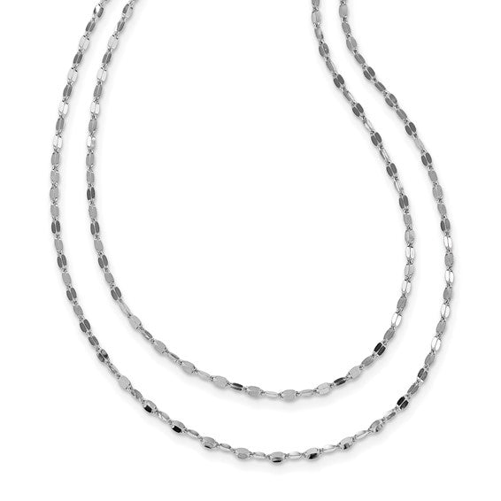 Sterling Silver Rhodium-plated Polished Double-strand Necklace