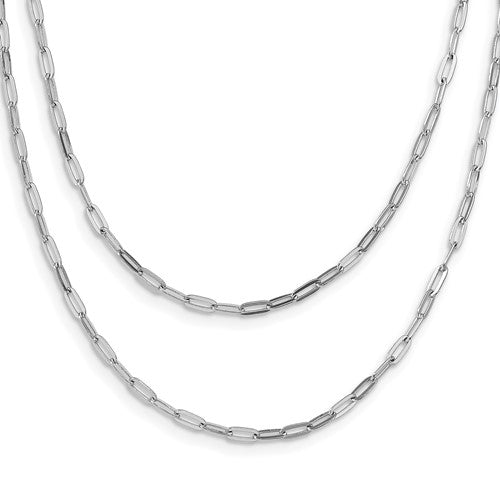 Collar de clip en capas de varias hebras de plata de ley rodiada con extensión de 2 pulgadas. Collar 16-18&quot; 