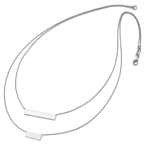 Sterling Silver Double Bar Necklace - 16&quot;