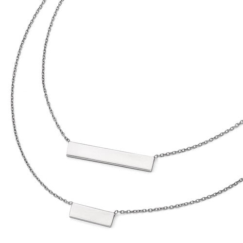 Sterling Silver Double Bar Necklace - 16&quot;