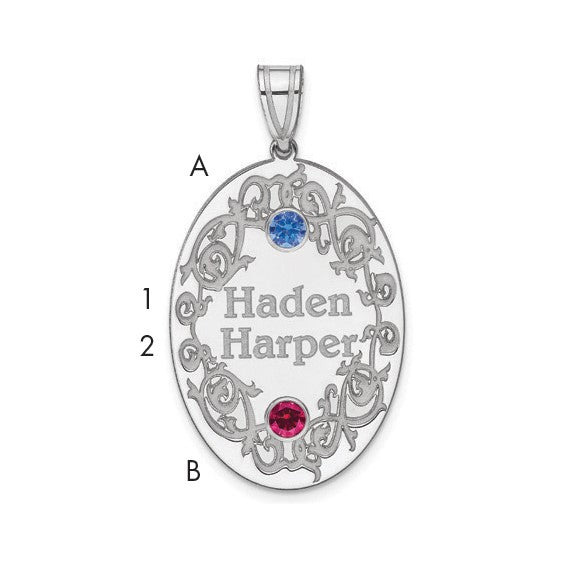 Sterling Silver Crystal Family Pendant (up to 4 names and birthstones)