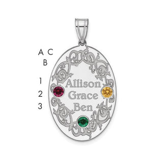 Colgante familiar de cristal y plata de ley (hasta 4 nombres y piedras de nacimiento) 