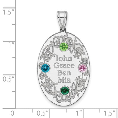 Sterling Silver Crystal Family Pendant (up to 4 names and birthstones)