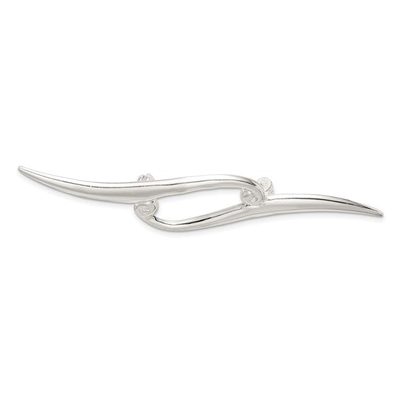 Hyperbola brooch, Bow, White, Rhodium plated