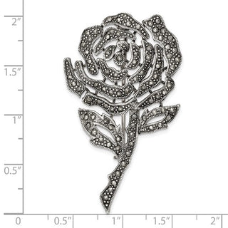 Broche de flor de marcasita envejecida de plata de ley 