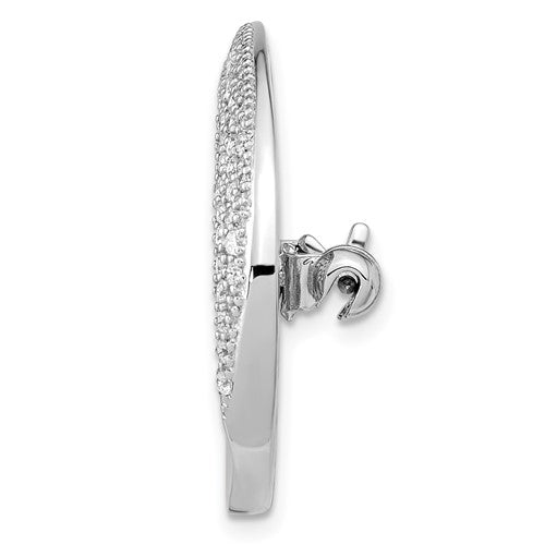 Sterling Silver Rhodium-plated Polished Cubic Zirconia Circle Pin Brooch
