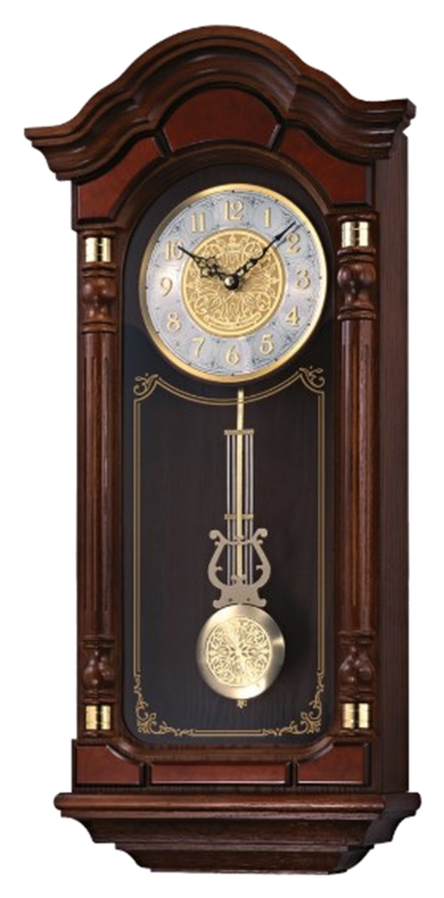 Señorial reloj de pared con caja de roble macizo en marrón oscuro, péndulo y timbre Seiko Wall Clocks QXH004BLH