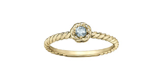 10K Yellow Gold 0.10cttw Aquamarine Ring
