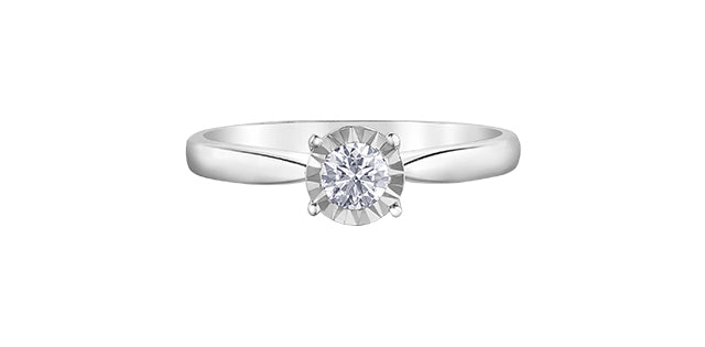 10K White Gold 0.25cttw Round Brilliant Cut Diamond Engagement Ring, size 6.5