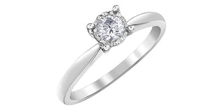 10K White Gold 0.25-0.50cttw Round Brilliant Cut Diamond Engagement Ring, size 6.5