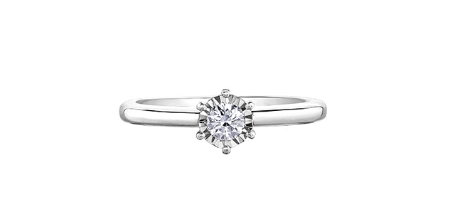 10K  White Gold 0.18cttw Diamond Engagement Ring, Size 6.5