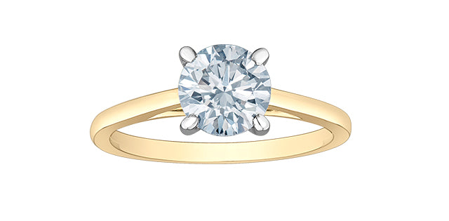 14K Lab Grown 0.50-3.00cttw Round Brilliant Cut Four Claw Diamond Ring