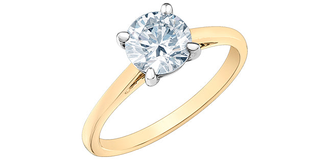 14K Lab Grown 0.50-3.00cttw Round Brilliant Cut Four Claw Diamond Ring