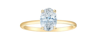 14K Lab Grown 1.00 cttw Oval Shape Four Claw Diamond Ring