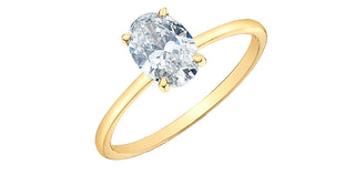 14K Lab Grown 1.00 cttw Oval Shape Four Claw Diamond Ring