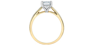 14K Lab Grown 1.00cttw Emerald Cut 4 Claw Set Diamond Ring