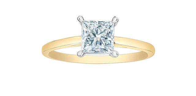 14K White Gold 1.01Cttw Lab Grown Princess Cut Diamond Engagement / Anniversary Ring  - Size 7