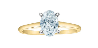 14K Lab Grown 1.00cttw Oval Shape Four Claw Diamond Ring