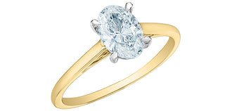 14K Lab Grown 1.00cttw Oval Shape Four Claw Diamond Ring