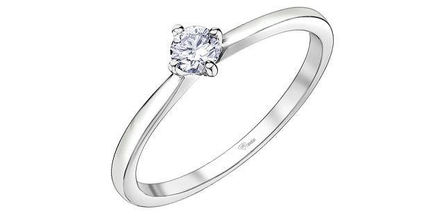 10K White Gold 0.18cttw Canadian Diamond Engagement Ring, size 6.5