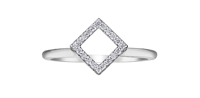 10K White Gold 0.20cttw Canadian Diamond Princess Cut Engagement Ring, size 6.5